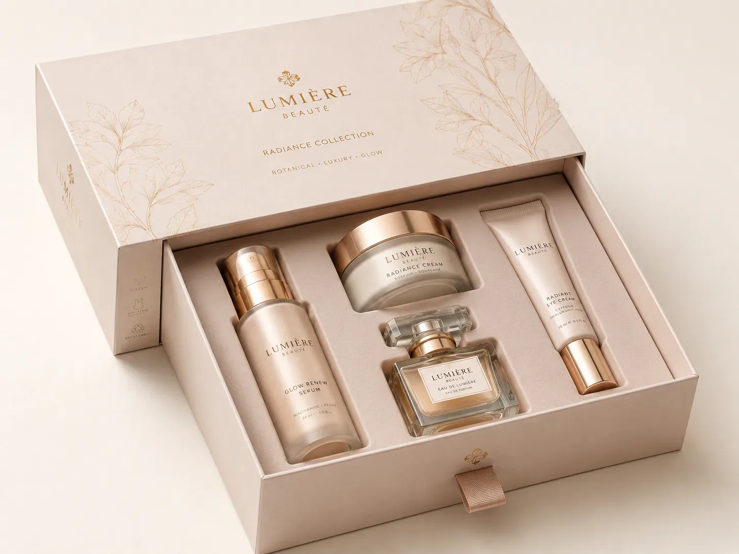 Cosmetics drawer gift box with a fitted insert